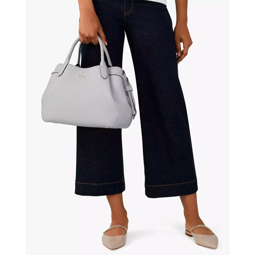 S Kate Spade Dumpling Large Gray Leather Satchel Bag K8134 Purse NWT $459 Retail - Picture 2 of 11